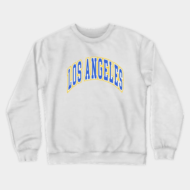 Los Angeles - Block Arch - White Blue/Gold Crewneck Sweatshirt by KFig21